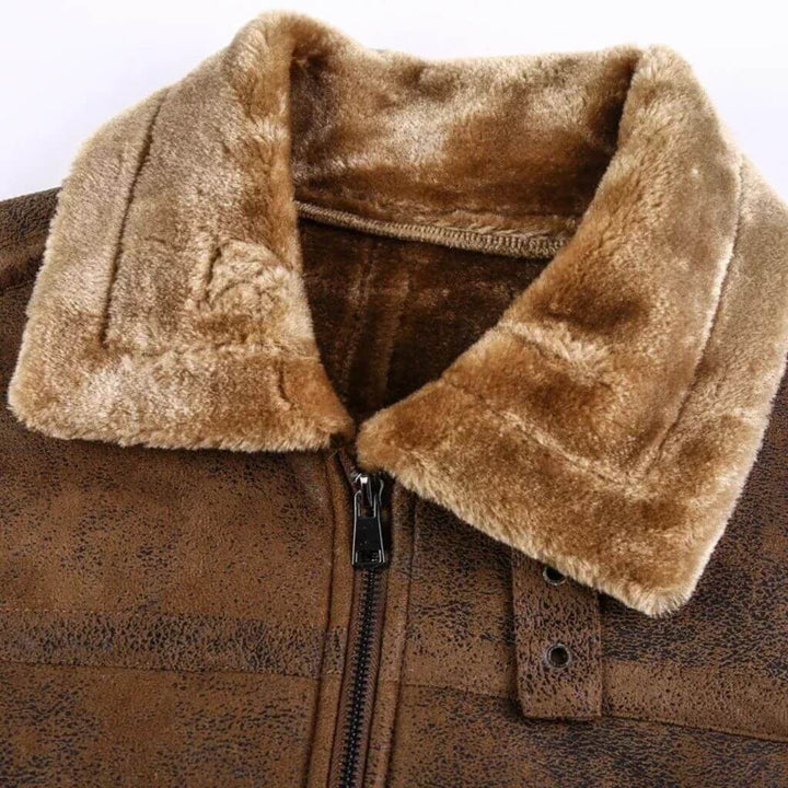 Gola Jaqueta de Couro Legítimo Masculina Camargo Brown